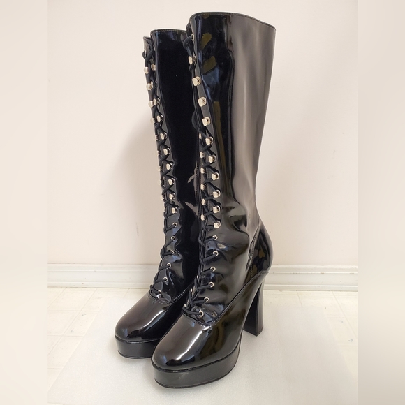 PLEASER ELECTRA-2020 BOOTS BLACK PATENT - Picture 9 of 14